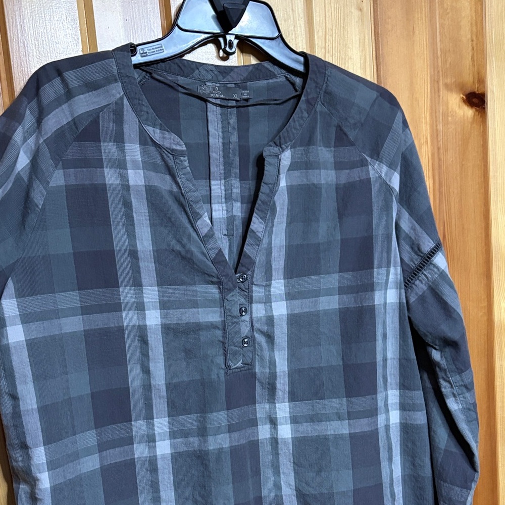 Prana women’s Black & Gray Plaid  Shirt